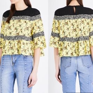 Yellow and Black Sandro Top